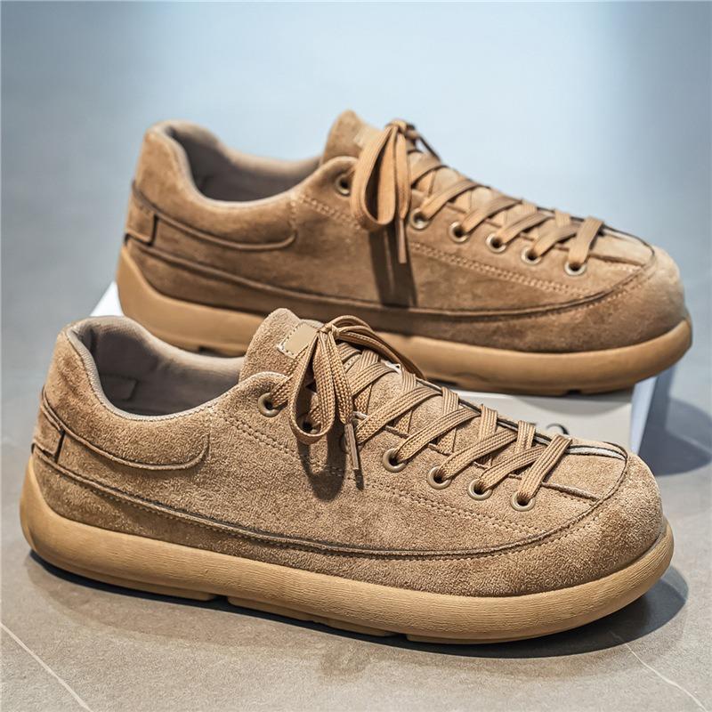 Classic Series Of Comfortable Men'S Round-Toed Casual Versatile Walking Shoes With Retro Flat Toe Cap For Autumn And Winter