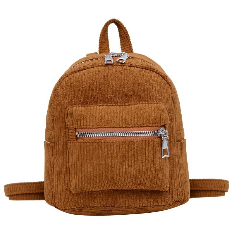 Retro Velvet Backpack Corduroy Small Backpack New Women's Bag Version Simple Casual Girl Small Schoolbag Woman