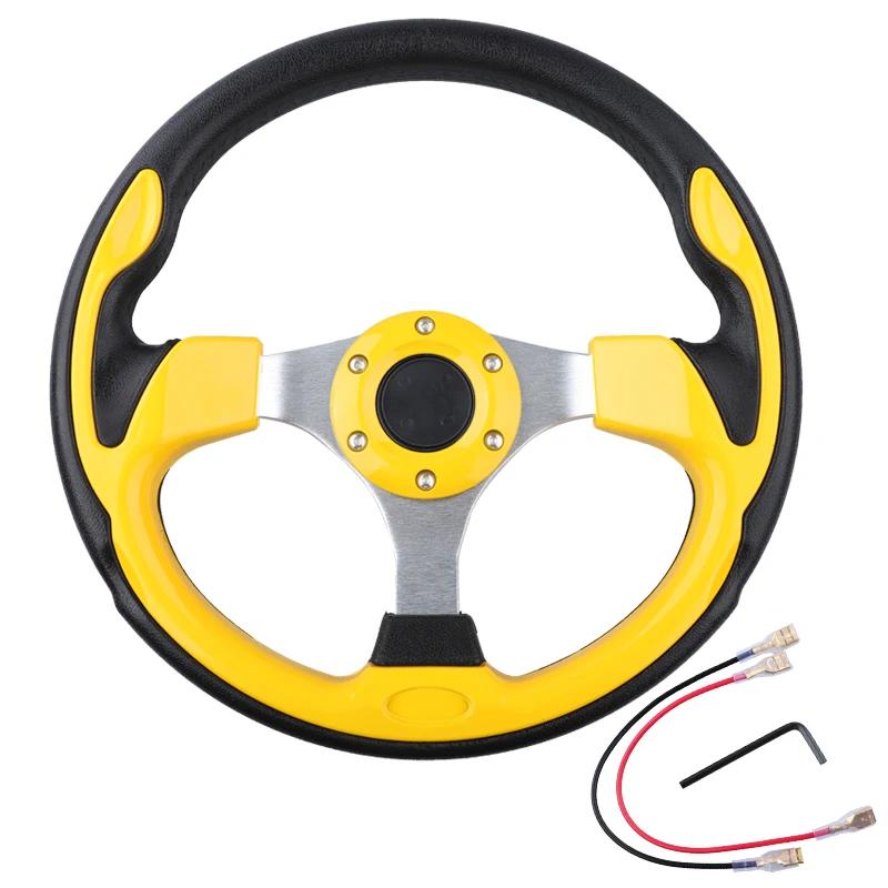 Universal Mini Drifting Steering Wheel Racing Car PVC Modification Aluminum Frame Light Weight 320mm(13inches) жёлтый