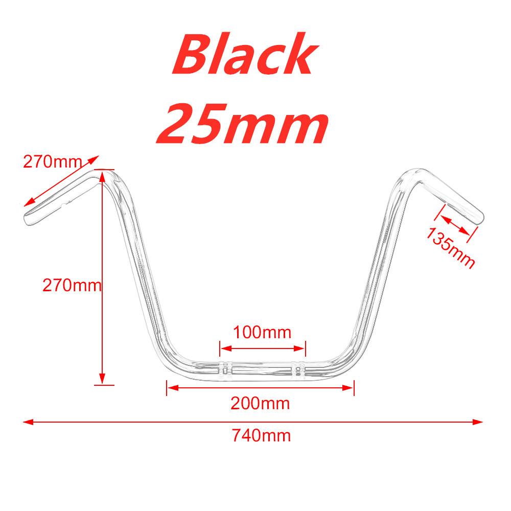 22mm/25mm Motorcycle Handlebar for Harley Sportster XL883 XL1200 X48 Dyna Softail Road King Heritage, Aluminum Bent Bar