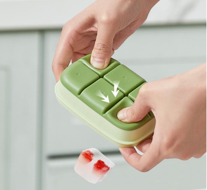 New 6 Grids Ice Cube Mold with Lid Easy To Release Freezer Ice Tray DIY Tools Storage Box for Fruit Juice Silicone Mold