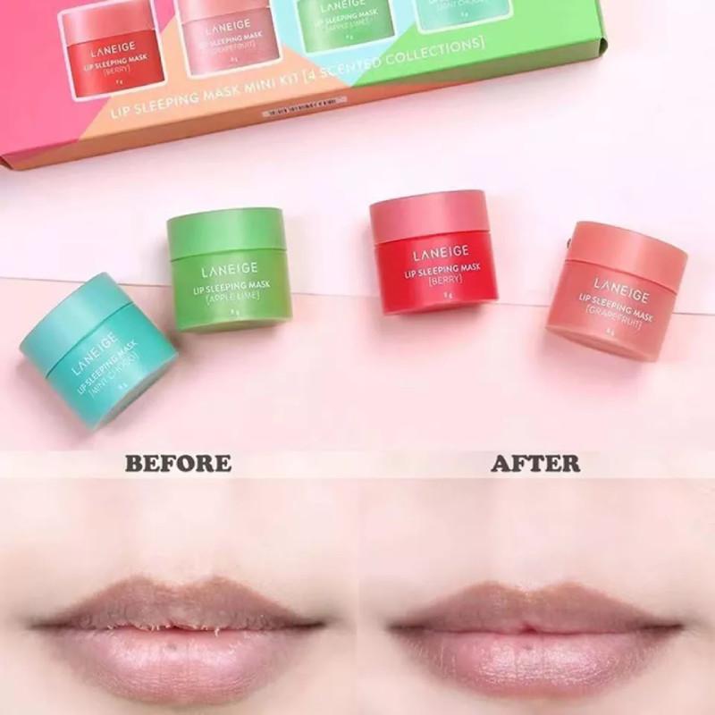 Nourishing Sleep Lip Mask Set Of Four With Moisturizing Hydration For Day And Night Care