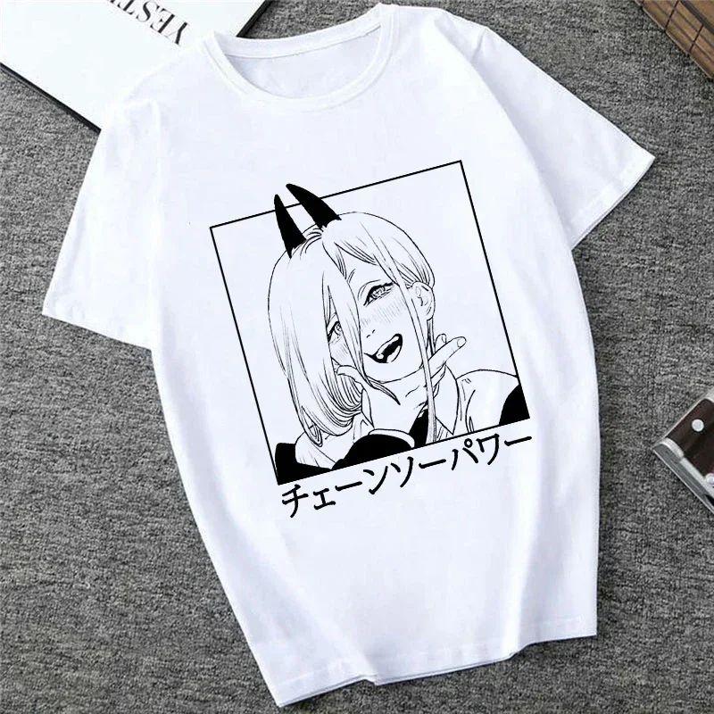 Harajuku Tops Anime Tshirt Unisex Chainsaw Men T Shirt Women Funny Cartoon Pochita Makima T-shirt Graphic Tees Tops Female 90
