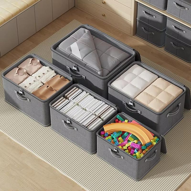 Foldable Storage Box with Cover Large Capacity Quilt Clothing Closet Organizer for Wardrobe Cabinet Closet Organization Supplies