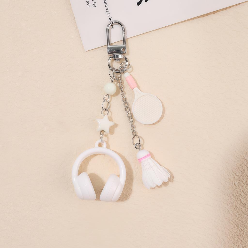 Practical Keychain Accessory Music Themes Unique Headphones Badminton Styles Hanging Ornament for Birthdays Sports Event