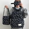 Casual Three-piece School Bag Set Large Capacity Students School Bag Nylon Bow Backpack  Outdoor