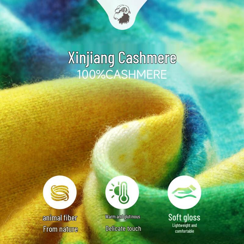 Zhaojun Women's Printed Cashmere Round Neck Cardigan