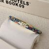 Vintage Enamel Flower Rhinestone Bangle Bracelet Women Alloy Oil Drip Floral Cuff Bracelet Boho Party Jewelry Gift