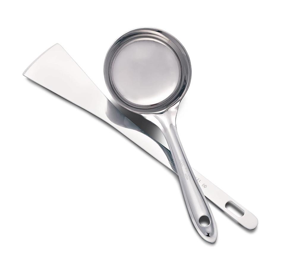 TreegoArt Stainless Steel Dosa Spatula And Dosa Ladle With Flat Base Dosa Maker Tool For Kitchen Item - Pack Of 2 серебряный