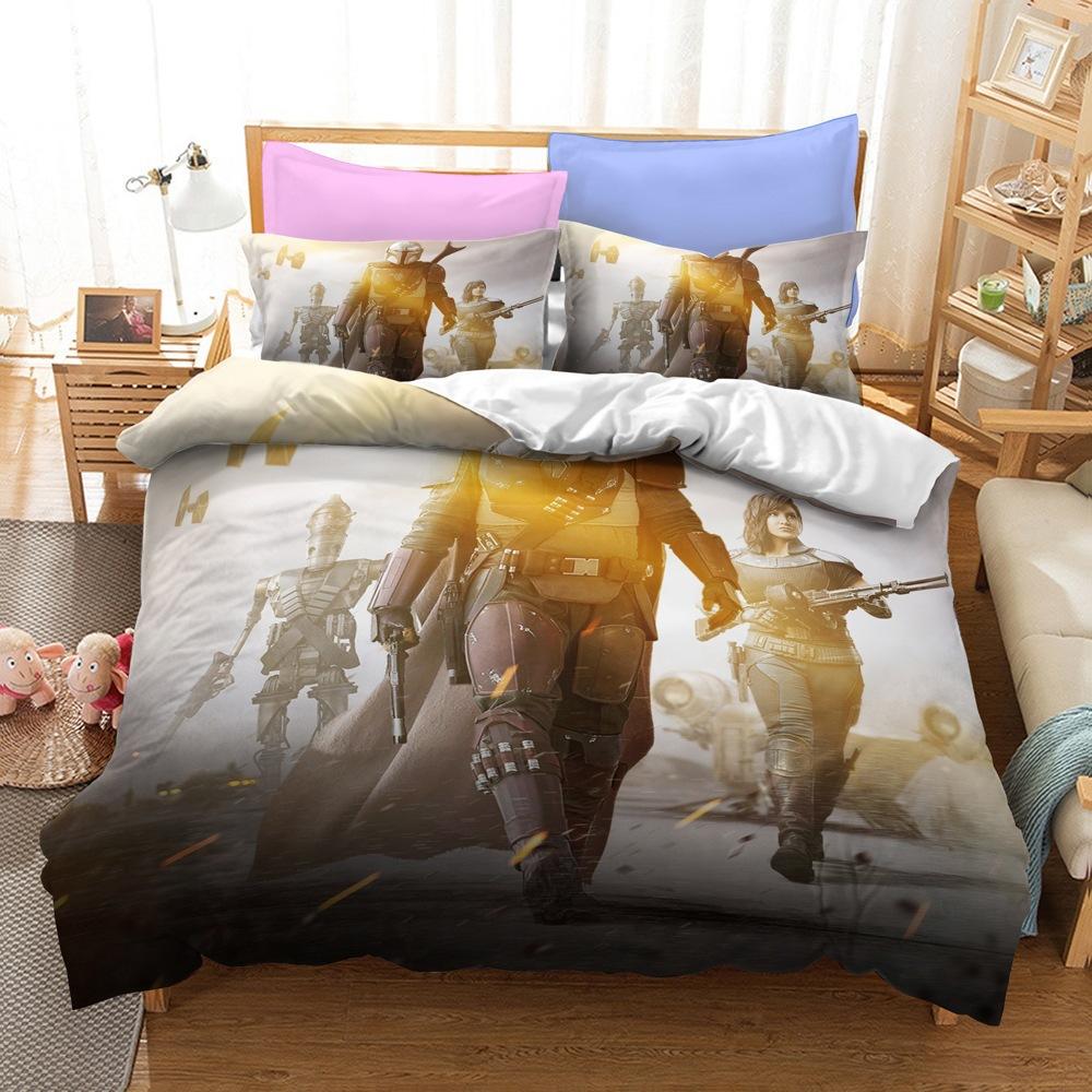 Juego de Ropa de Cama, Serie Mandalorian Tamaño Funda Nórdica de Tres Piezas