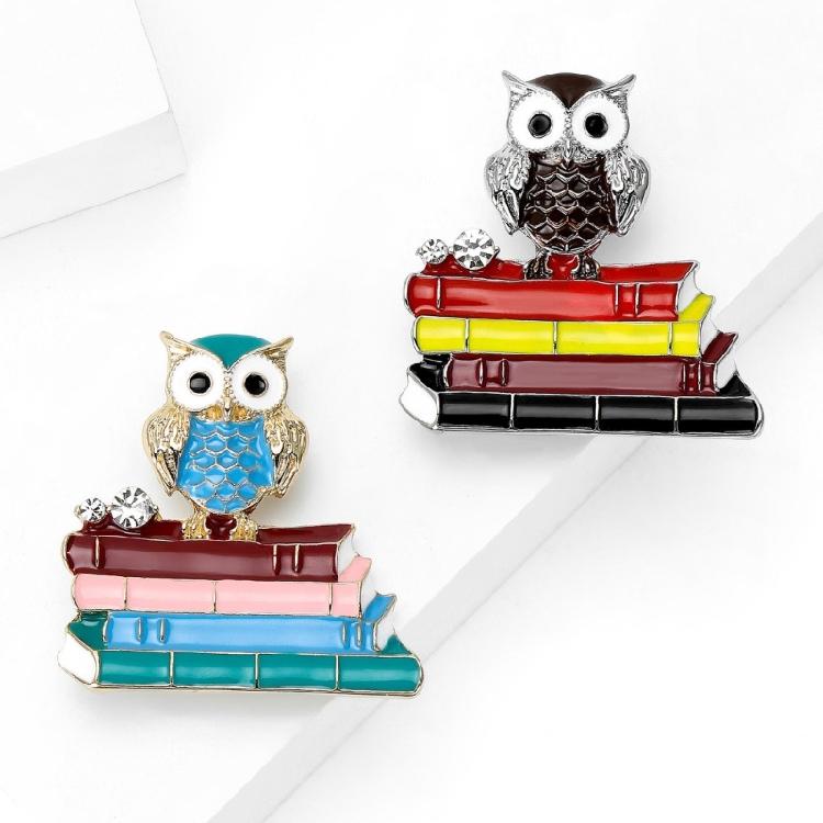 Sophisticated Vintage Owl Brooch Featuring Open Book Detail Lightweight Owl Pin Thoughtful Gift For Educators
