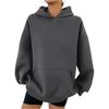 Women's Hooded Long Sleeve Sweatshirt Loose Fit Streetwear Solid Color Pullover Hoodie