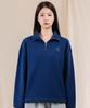 Ellamo French Terry Half-Zip Collared Oversized Sweatshirt [Blue]