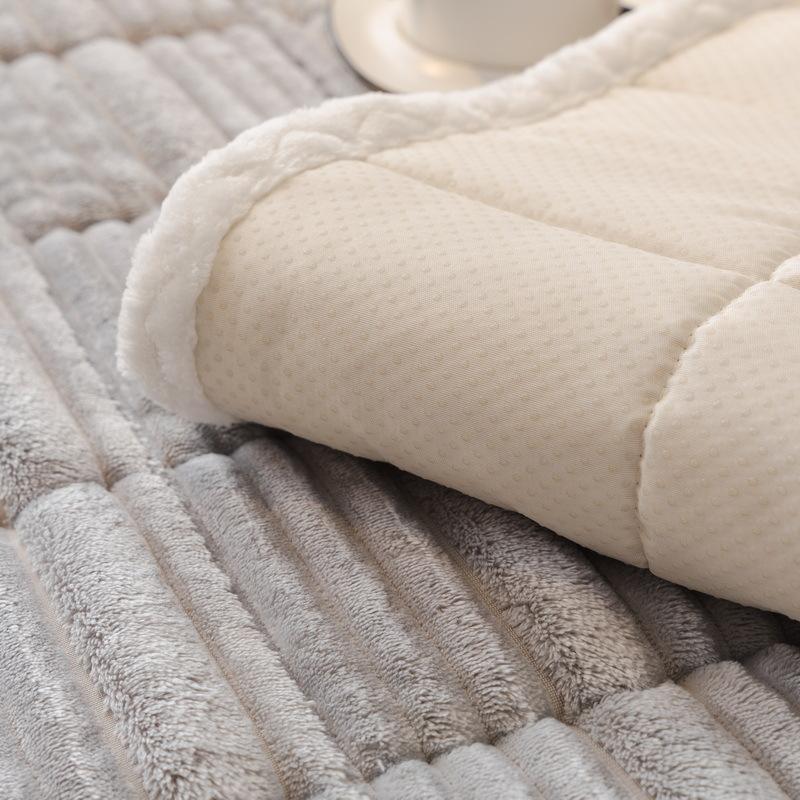 Cream Wind Milk Fleece Sofa Cushion Autumn And Winter Plush Seat Cushion Simple High-End Non-Slip Cover New Cover