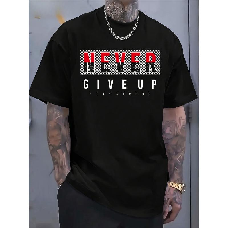 

Європейські розміри ЧоловічіНіколи не здавайсяМотиваційна графіка [Крутий дизайн] День праці Вуличний трендовий стиль 4XL чорний