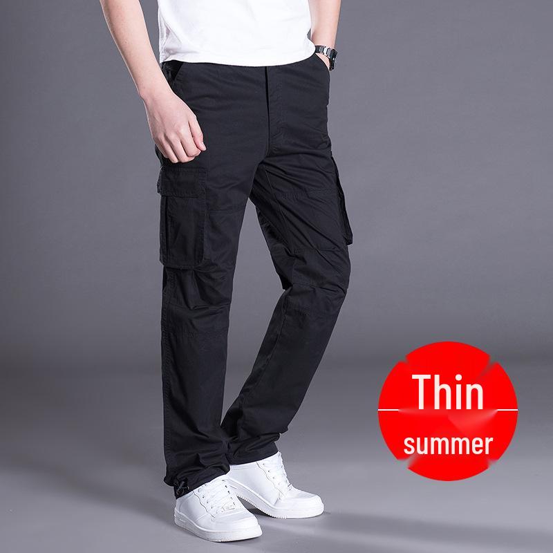 Men's Casual Workwear: Wear-Resistant, Loose Straight-Leg Multi-Pocket Pants for Spring and Autumn