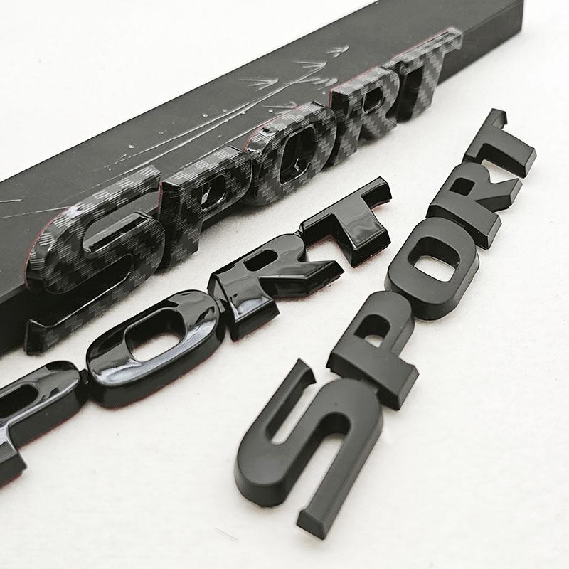 1pc 3D Chrome Black ABS Car Letters Logo SPORT Emblem Badge Sport Stickers Car Rear Trunk Accessories
