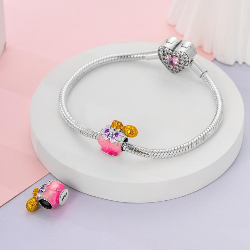 Copper Plated Pink Purple Fragrant Water Bottle Beads Fit Charms Plataoriginal Bracelet Beads Women Jewellery Making