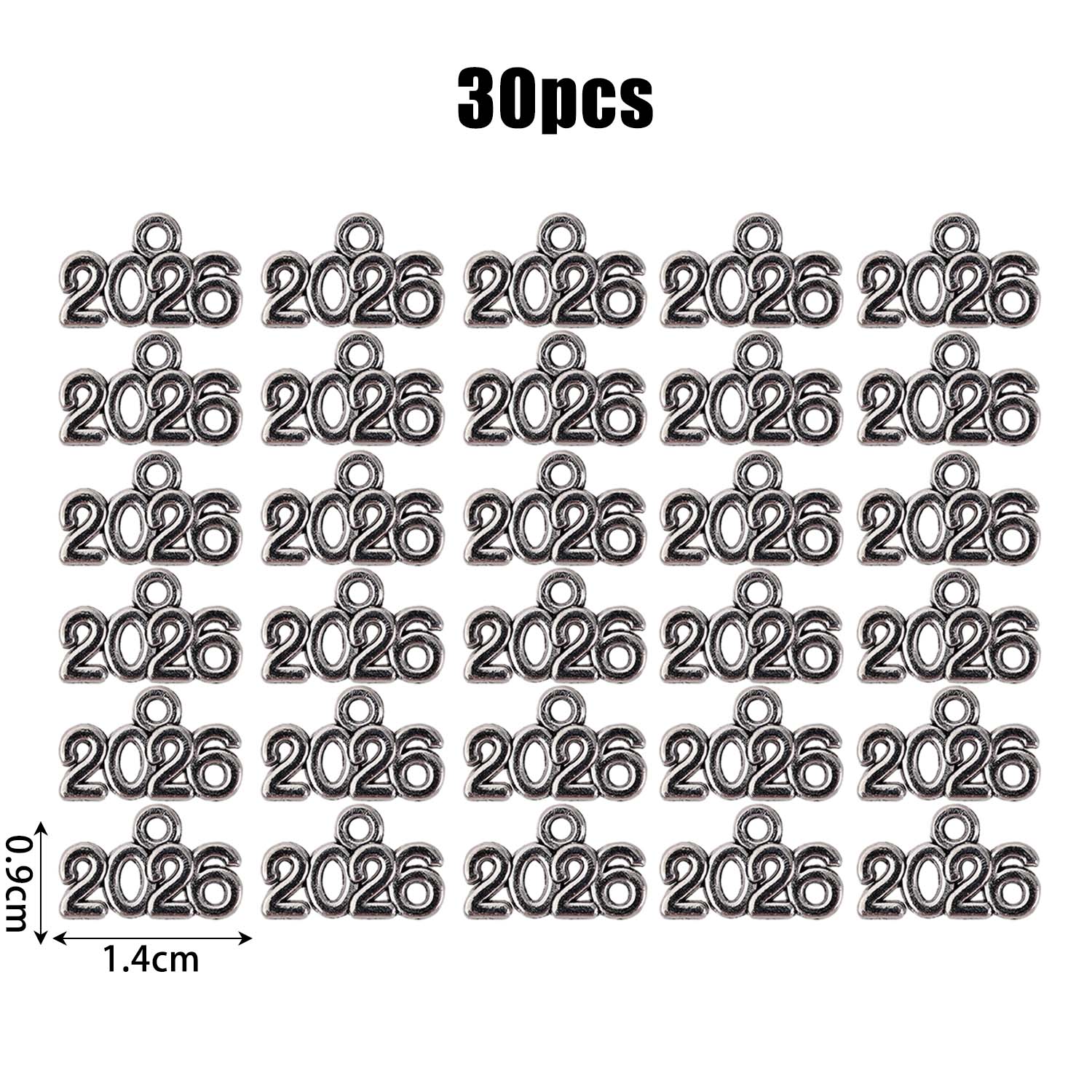 

30/60/120pcs New Mixed Alloy Digital 2026 Small Charms Pendant Keychains Making Tools Earrings DlY Handmade Jewelry Accessories