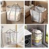 Foldable Mesh Laundry Basket With Handle Large Capacity Hanging Dirty Clothes Hamper Nylon Mesh Laundry Organizer Bag Bathroom