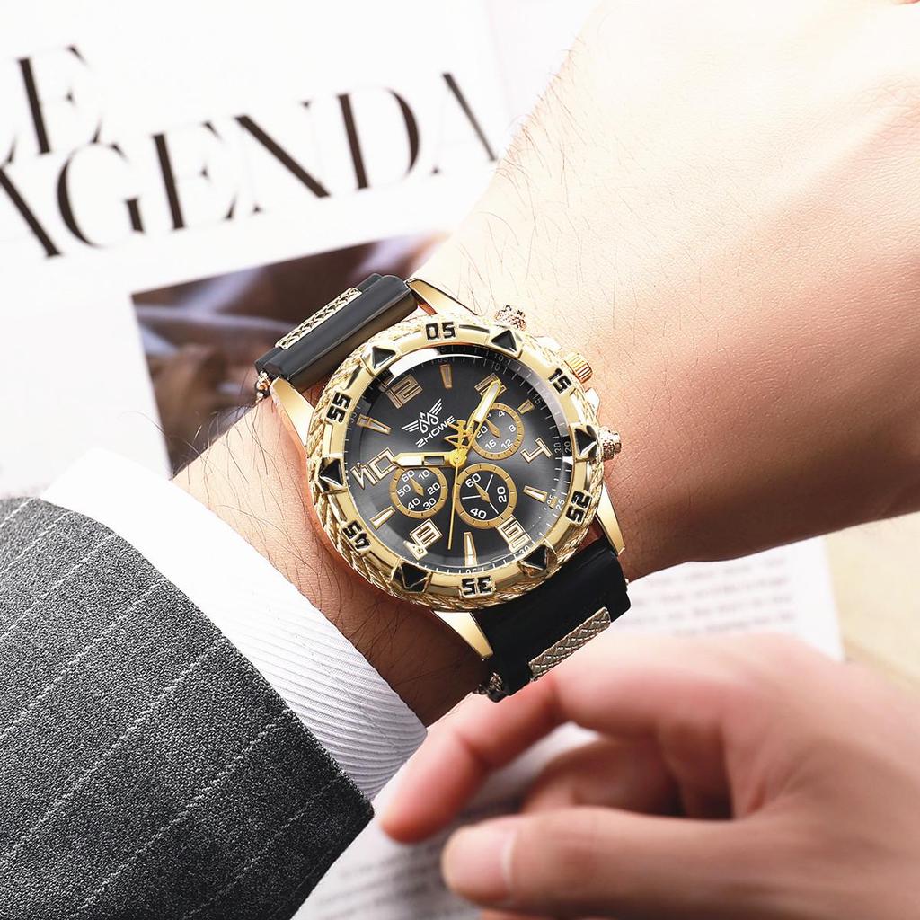 Men's Fashion Quartz Watch with Silicone Strap - Trendy Casual Wristwatch