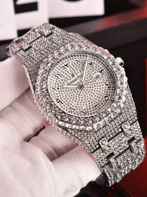 Fashionable Men's Watches Full Diamond-Set Luxury Quartz Watches