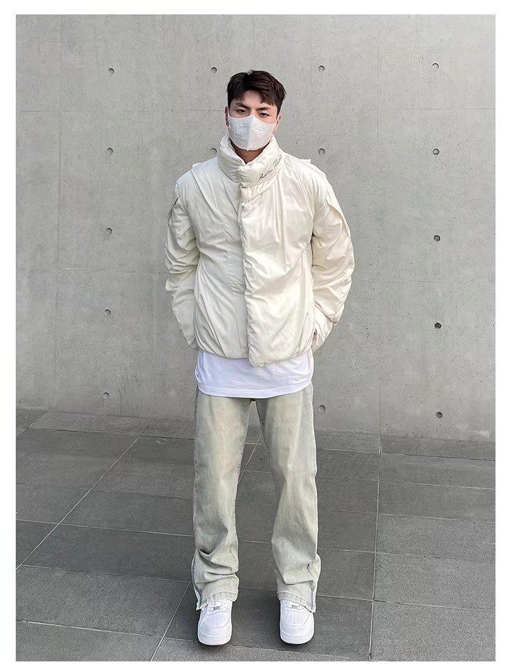 Men's Retro Yellow Distressed Washed Flare Jeans