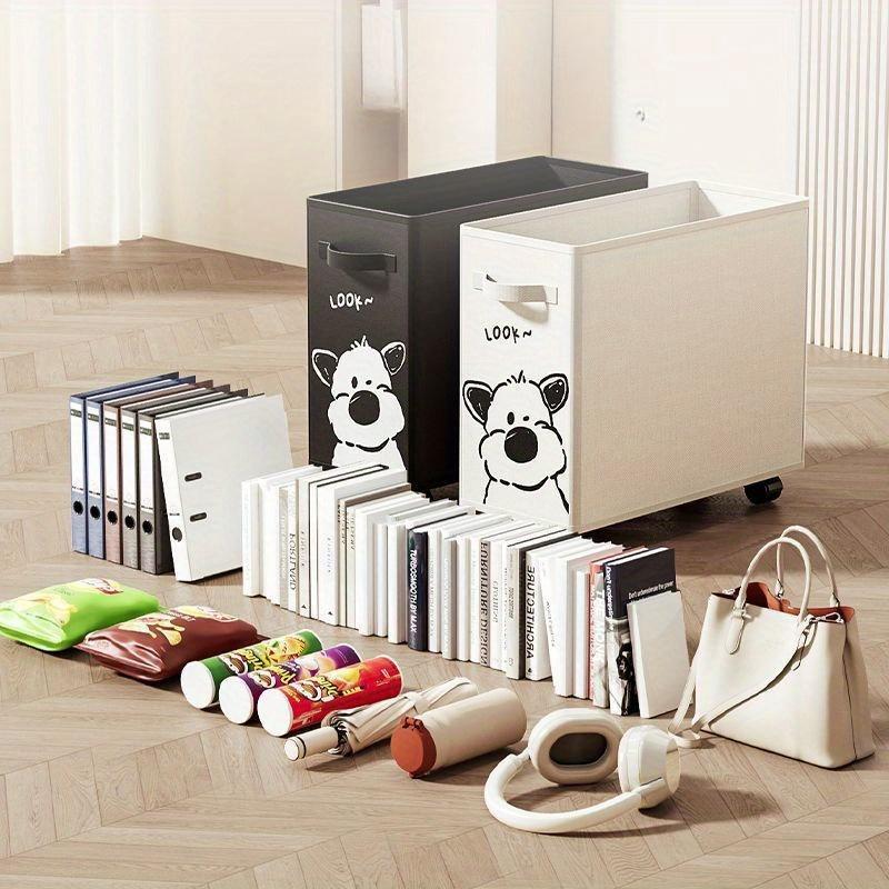 1pc Cute Dog Design Wheeled Mobile Storage Cart - Detachable Office Supplies Under Desk Storage Box, White Handcart with Cute Ca