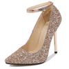 Damen Pailletten Hohe Dünne Absatzschuhe Knöchelriemen Glitzer Büro Nachtclub Party Kneipe Model Laufsteg Show Hochzeitsbankett Damen Pumps
