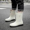 Rain shoes men's fashionable versatile medium tube rain boots wear thick soles wear-resistant kitchen sea fishing non-slip waterproof