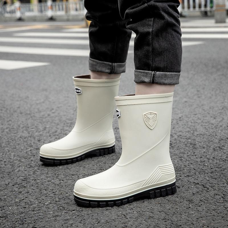 Rain shoes men's fashionable versatile medium tube rain boots wear thick soles wear-resistant kitchen sea fishing non-slip waterproof