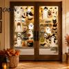 Clear Pattern Window Decal 6 Sheets Halloween Clings, Spooky Ghost Pumpkin Bat Decorative Film Sticker, Reusable Static Glass Decals for Holiday Party