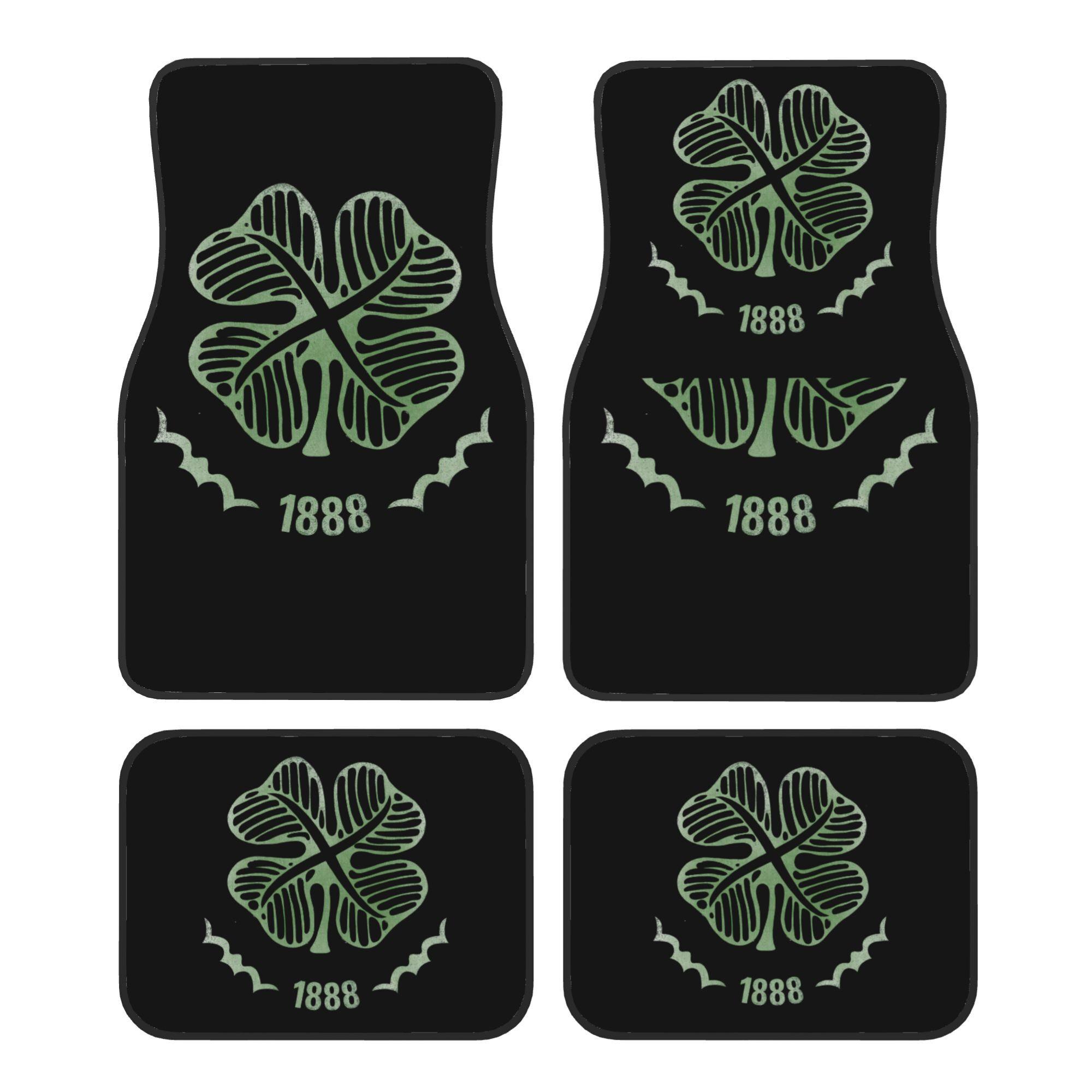 4pcs Celtic Car Floor Mats- Durable, Playful Design With Green National Car& Shield Of The National, Green Interior Car, Vehicle