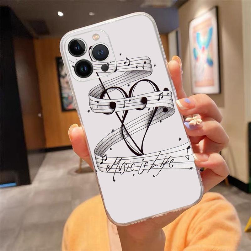 Phone Case For iphone 17 Air 17 Pro Max 16 15 14 13 Pro Max 15 16 Pro 15Plus Music note piano
