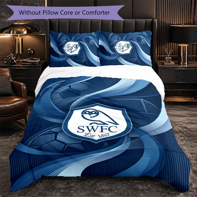 Sheffield Wednesday Football 3 Piece Bedding Set Soft Duvet Cover Set with Pillowcases Printed Bedroom Decor Set for Home