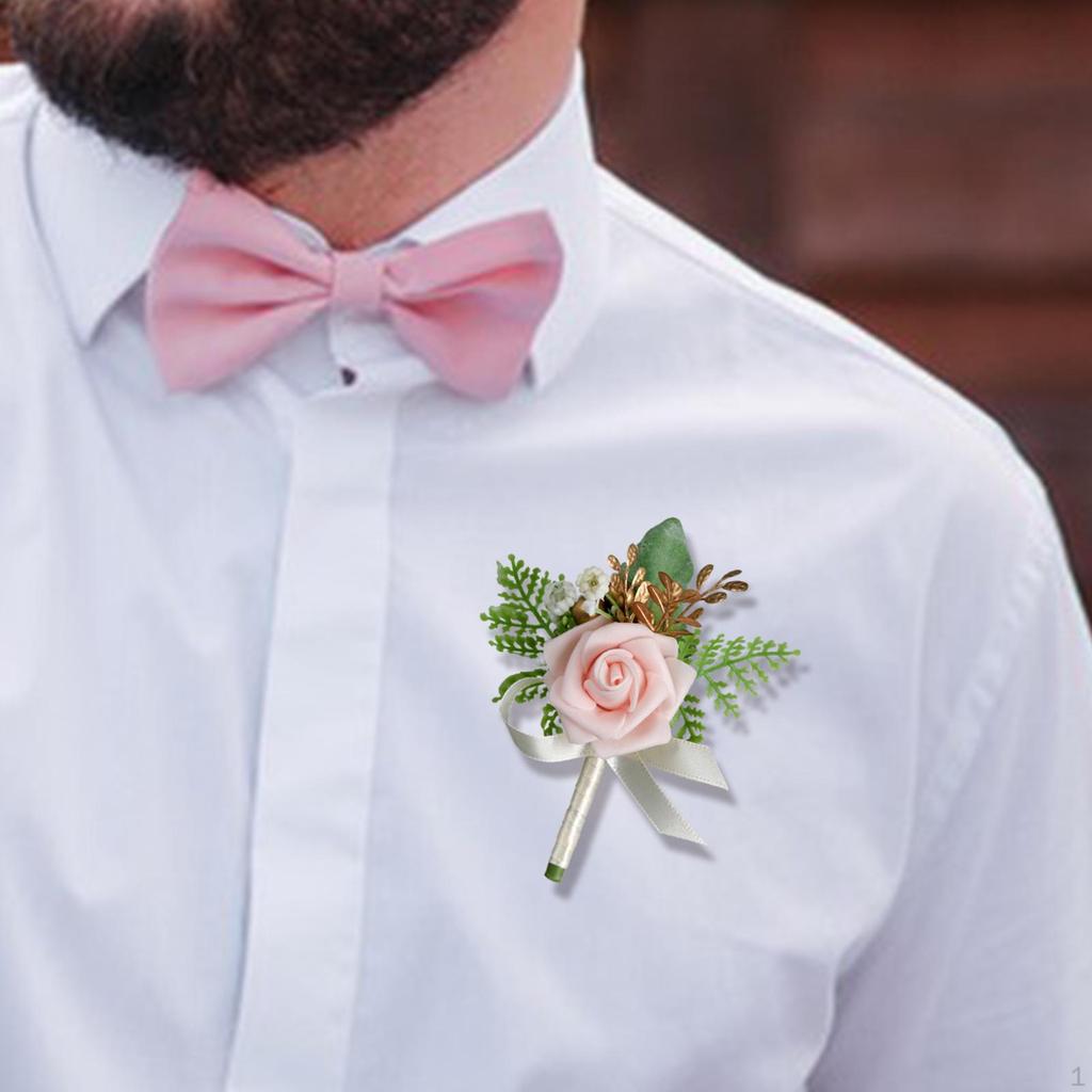 Wedding Flower Boutonniere Bridegroom Elegant Brooch Suit Pin, Rose for