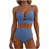 2 Piece Bikini Set Women’s U-Wire Cutout Popular Swimsuit High Waisted Textured 2026 Summer Beach Swim Female Bathing Suits