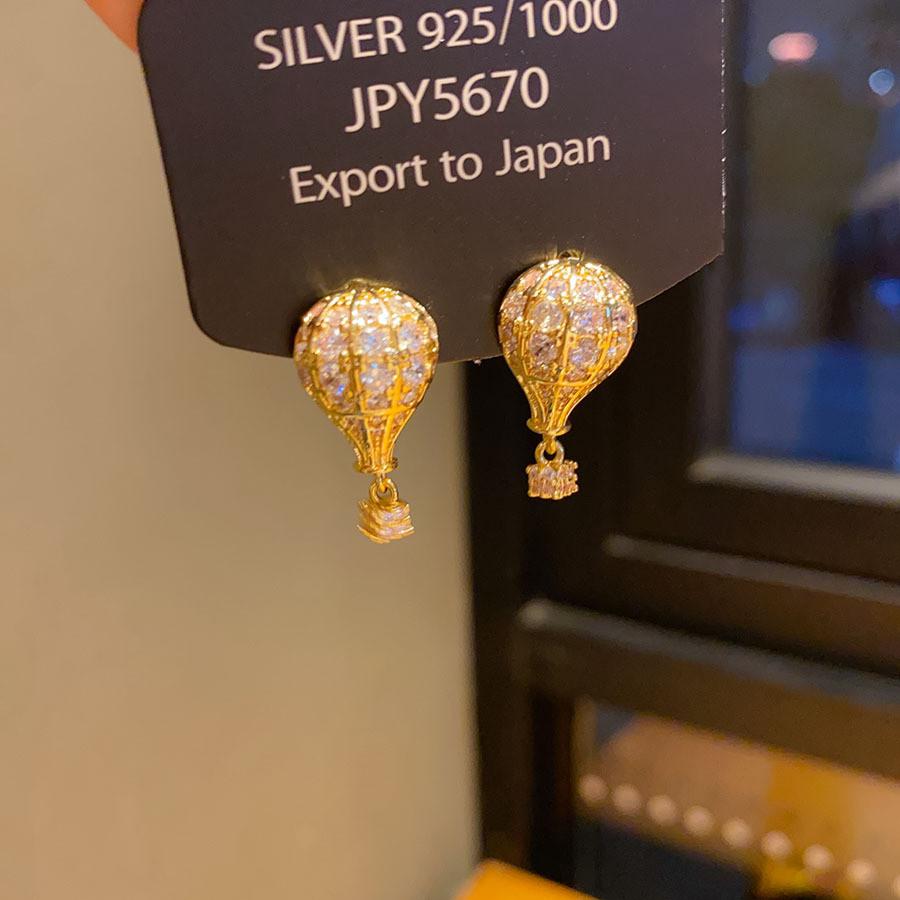 Minimalist Geometric Zircon Balloon Stud Earrings For Women золотой