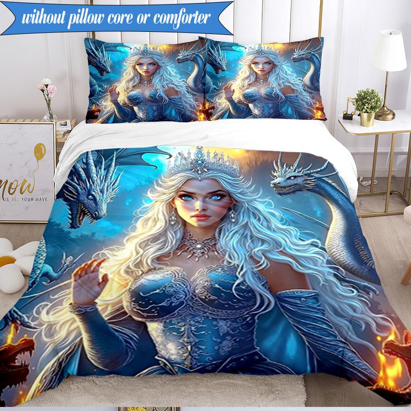 3PCS Dragon Queen's Majesty Bedding Set,Including 1pc Duvet Cover And 2pcs Pillowcases Perfect for Bedroom, Dormitory, Fan Christmas gift