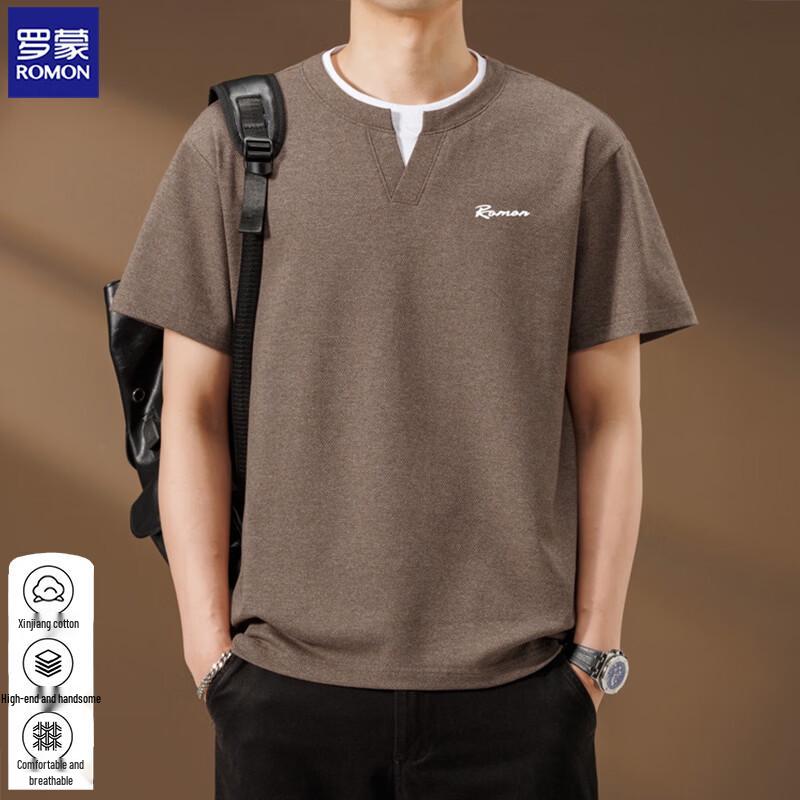 

Мужская американская ретро футболка-поло Хенли, имитация двух предметов 4XL