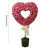 Heart Topiary Outdoor 29.5in Artificial Heart Topiary Plant with Pot and Bow Tie for Wedding Birthday Valentine Day Anniversary
