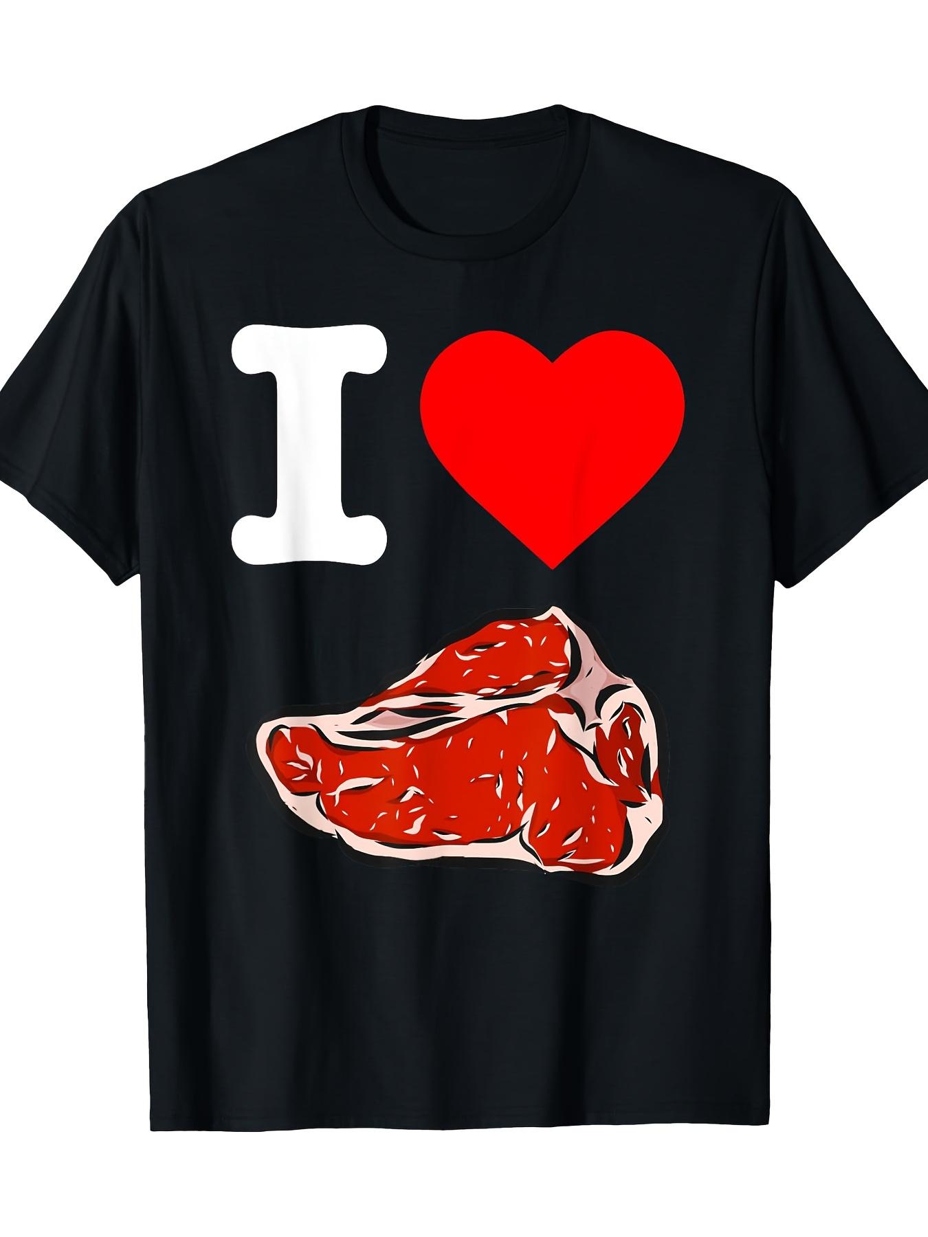 

I Love Meat-Patterned T-Shirts for Both Men And Women M
