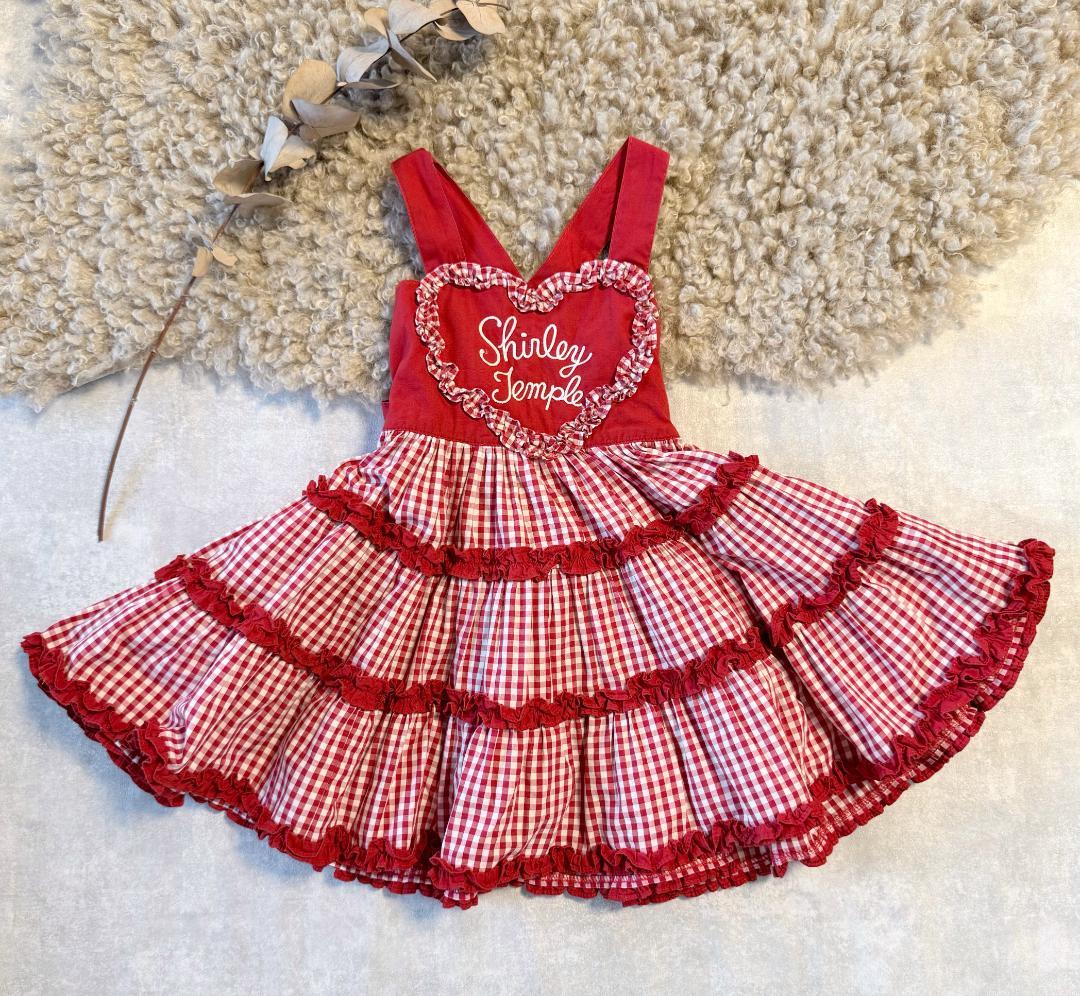 

[USED] Shirley Temple Heart Gingham Check Dress 100cm