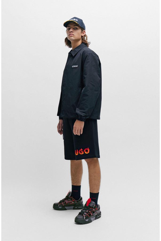 Mixed Material Skate Style Sneakers for Size Black [HUGO] Men, 40,