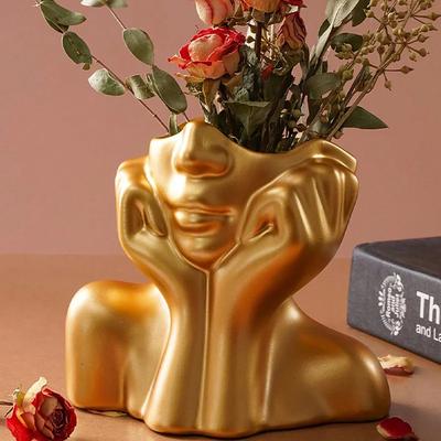 Wazon z żywicy do domu Złoty Biały Czarny Kształtujący ciało ludzkie Sztuka Donica na kwiaty Personalizowana i kreatywna dekoracja Rękodzieło Ornament