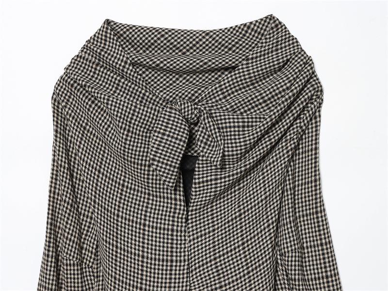 2025 Winter Retro Plaid Pleated Midi Dress