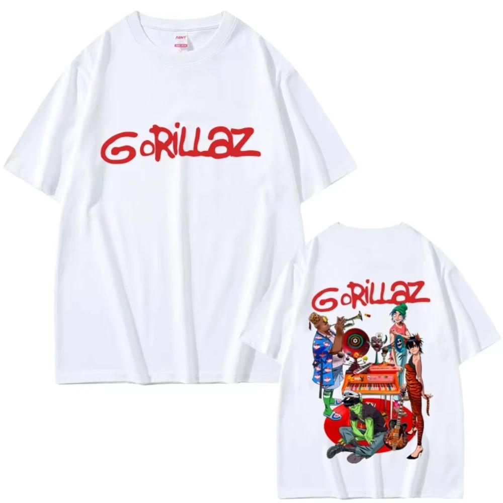 2026 Gorillaz Band Tshirt Unisexs Women Hip Hop Rock Fashion Cartoon Trend Streetwear Vintage Casual High Quality Cotton T Shirts