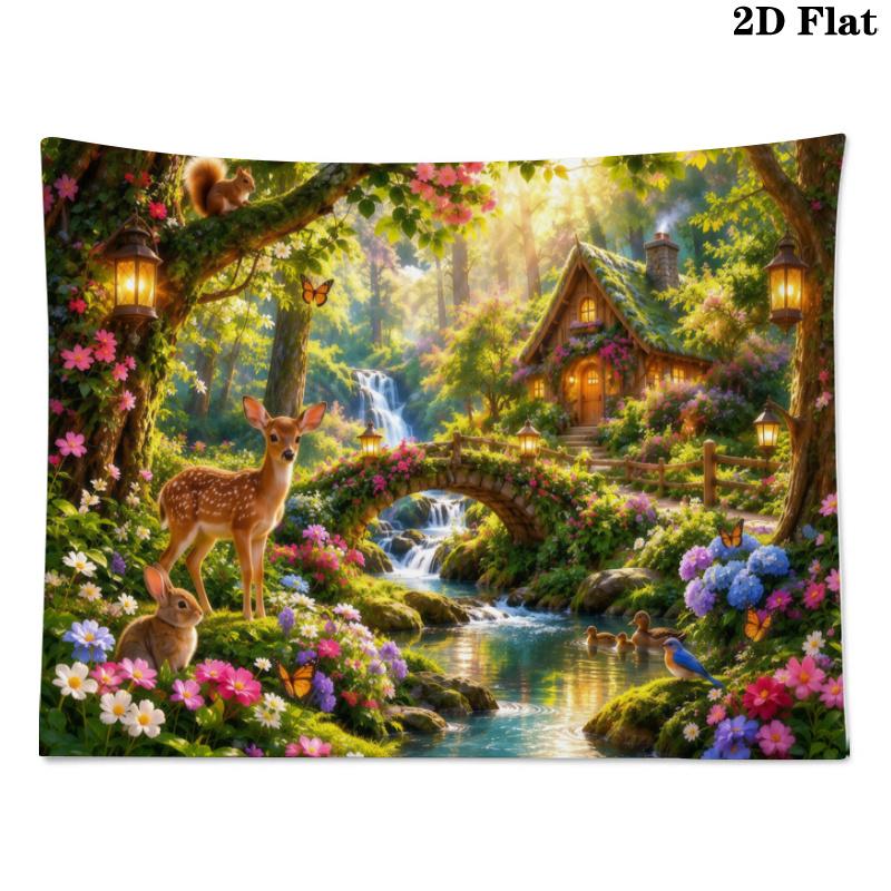 Fairyland Wonderland Wall Tapestry Aesthetic Wall Hanging Printed Fabric Blanket Decorative Tapestries for Bedroom Living Room Home Decor