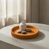 Round Decorative Tray for Coffee, Dining Table, Countertop, 3D Printed Scalloped Edge Serving Tray for Farmhouse, Kitchen, Home, Living Room