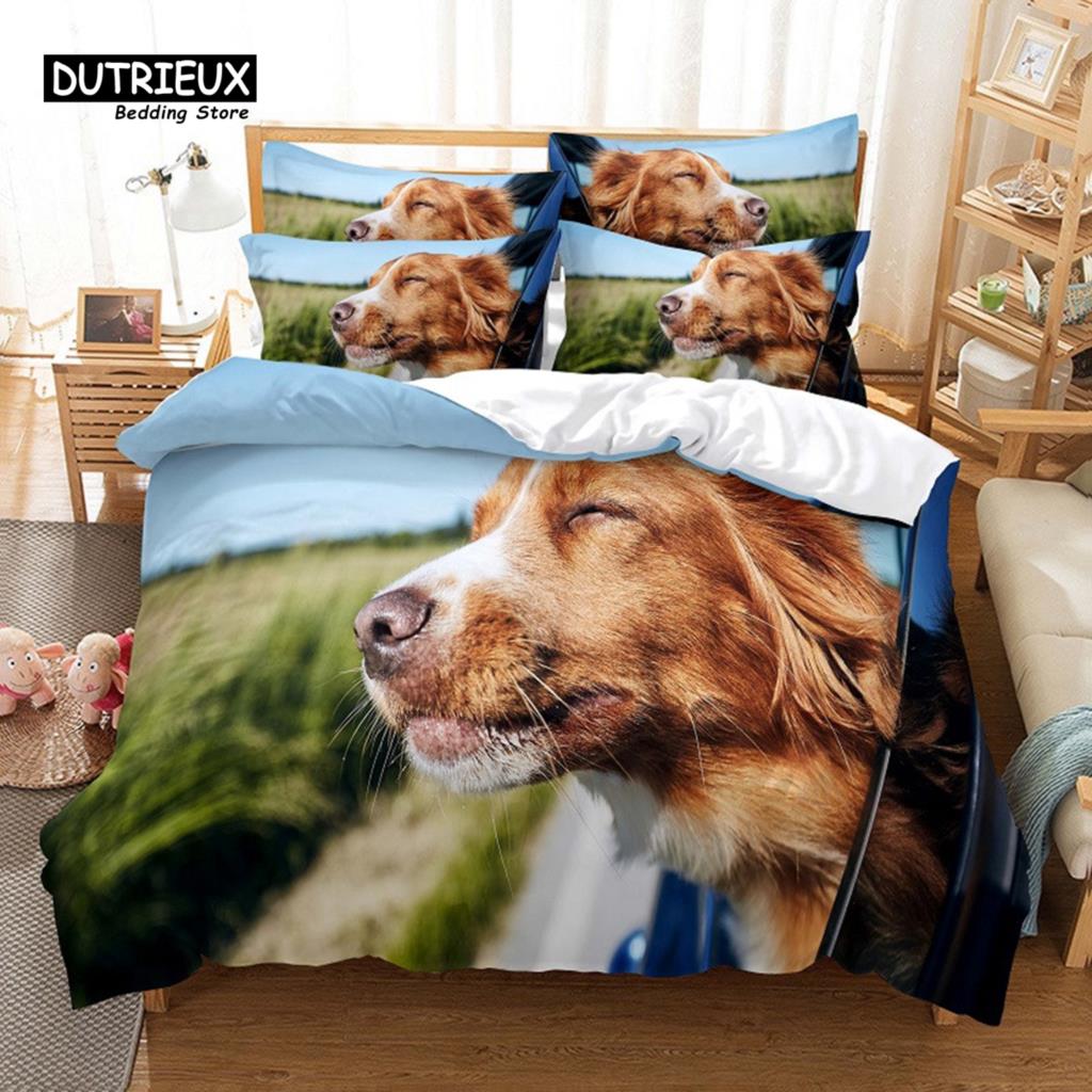 

Милый комплект постельного белья с изображением хаски, комплект постельного белья с изображением модной собаки, мягкий, удобный, дышащий, для декора спальни и гостевой комнаты EU single(135x200cm)